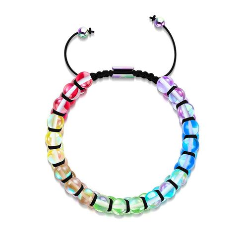 Chakra spectral | Licorne Argent | Bracelet Verre Double Galaxie