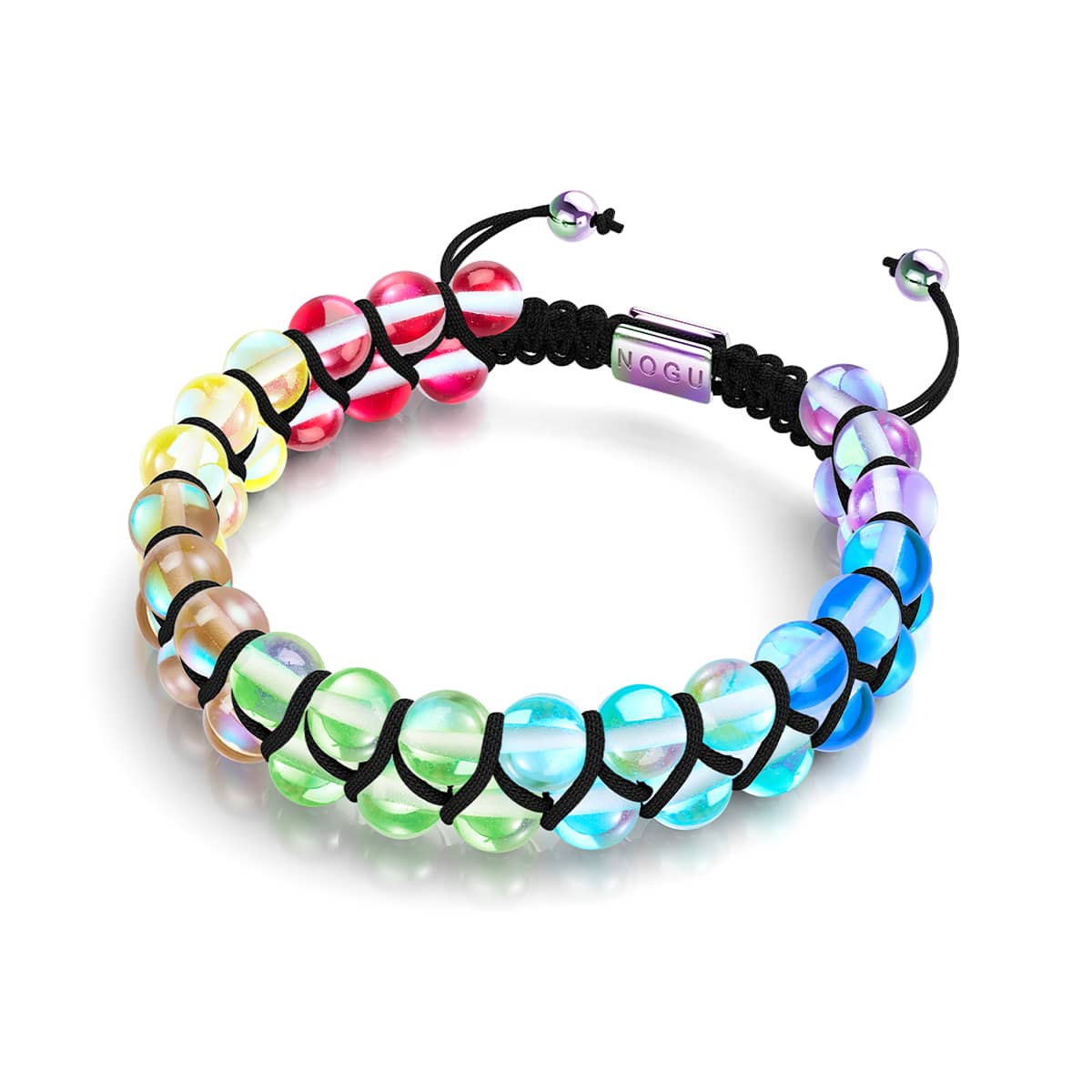 Chakra spectral | Licorne Argent | Bracelet Verre Double Galaxie