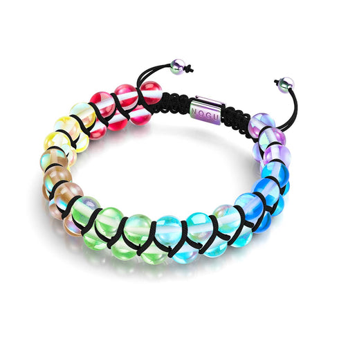 Chakra spectral | Licorne Argent | Bracelet Verre Double Galaxie