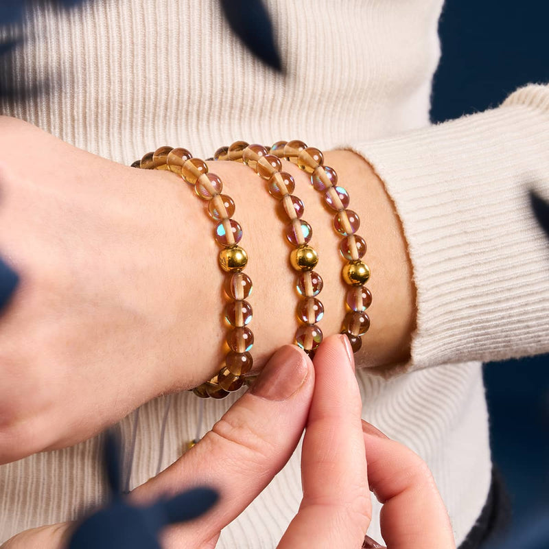 Terre | Or | Bracelet de perles en macramé de verre Galaxy