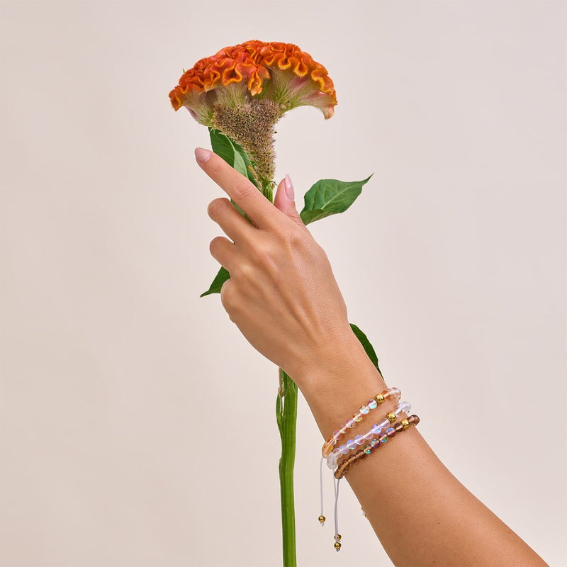 Terre | Or | Bracelet de perles en macramé de verre Galaxy