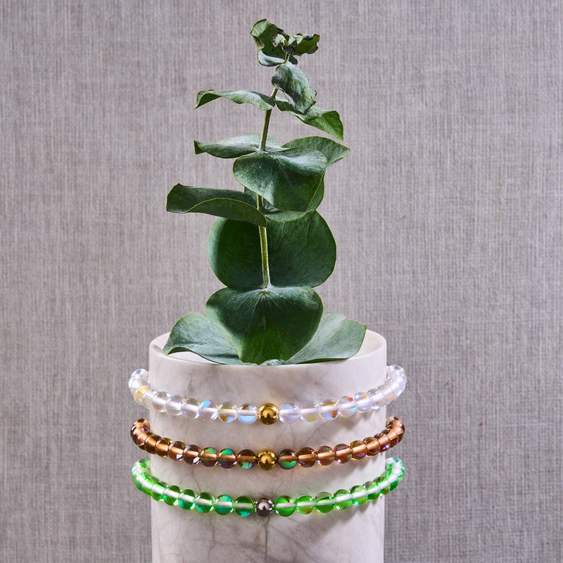 Terre | Or | Bracelet de perles en macramé de verre Galaxy