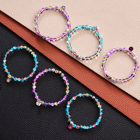 Rayon de soleil turquoise | Argent | Bracelet de perles de verre galaxie