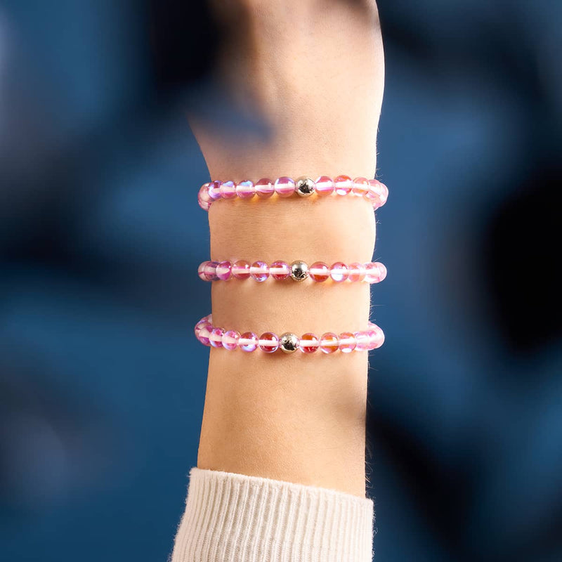 Ultraviolet | Argent | Bracelet de perles en macramé de verre Galaxy