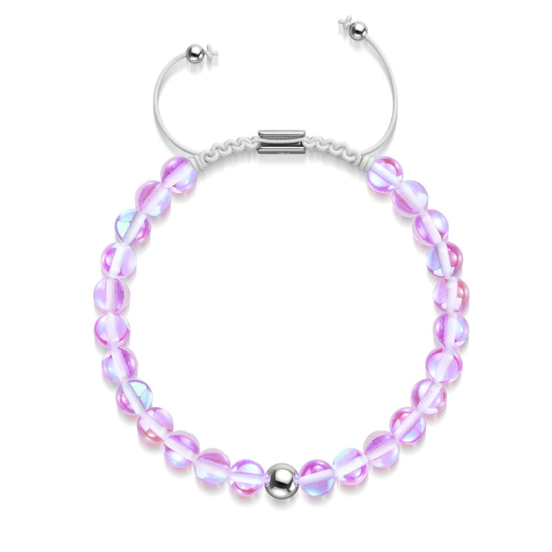 Ultraviolet | Argent | Bracelet de perles en macramé de verre Galaxy
