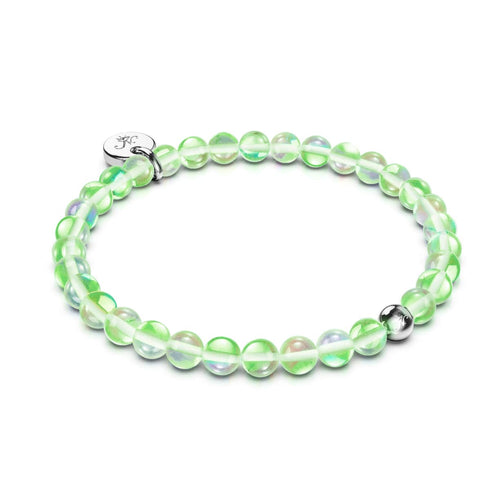 Lune verdoyante | Argent sterling .925 | Bracelet de perles de verre galaxie