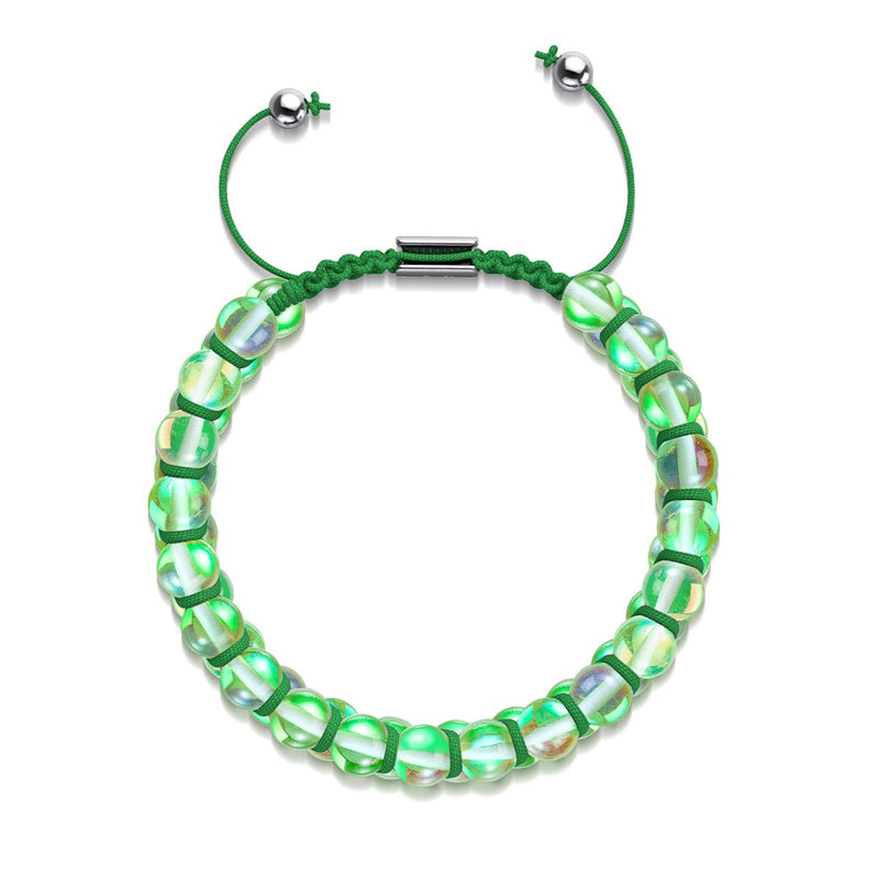 Verdant Moon | Silver | Double Galaxy Glass Bracelet