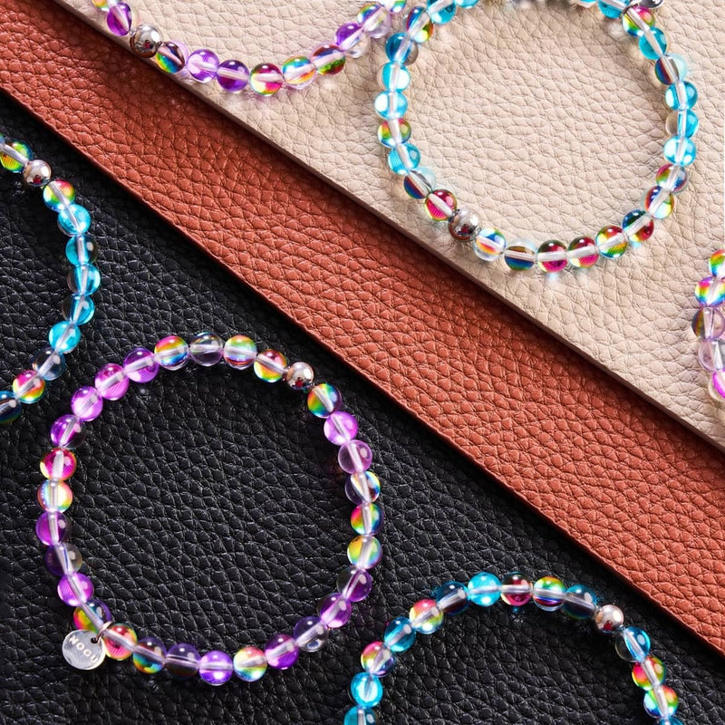 Violet Andromède | Argent | Bracelet de perles de verre galaxie