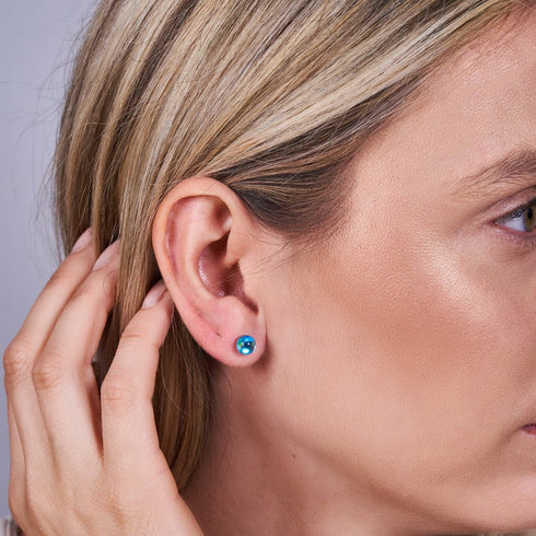 Nébuleuse bleue | Argent sterling .925 | Boucles d'oreilles mini clous Galaxy Glass