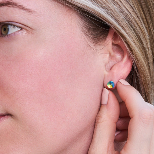 Nébuleuse bleue | Argent sterling .925 | Boucles d'oreilles mini clous Galaxy Glass