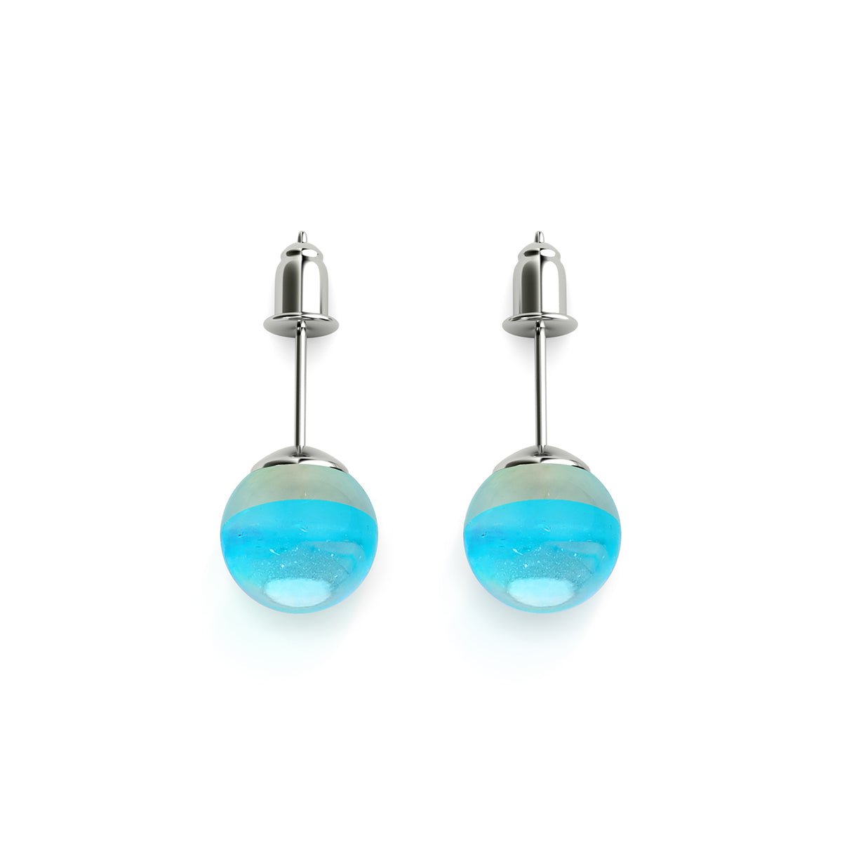 Nébuleuse bleue | Argent sterling .925 | Boucles d'Oreilles Verre Galaxie
