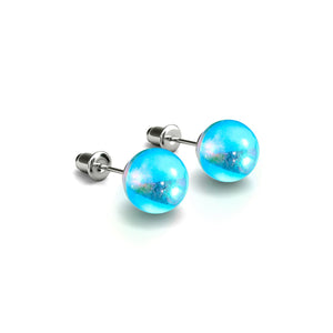 Nébuleuse bleue | Argent sterling .925 | Boucles d'Oreilles Verre Galaxie