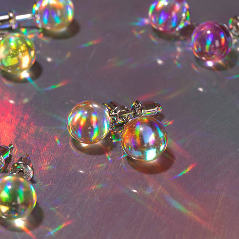 Champagne Supernova | Argent sterling .925 | Boucles d'Oreilles Verre Galaxie