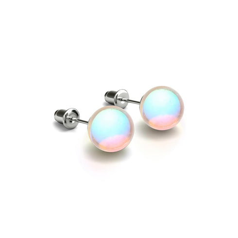 Champagne Supernova | Argent sterling .925 | Boucles d'Oreilles Verre Galaxie