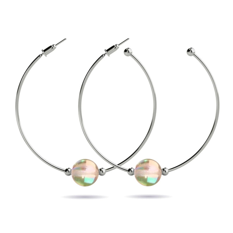 Champagne Supernova | Argent | Boucles d'oreilles créoles verre galaxie