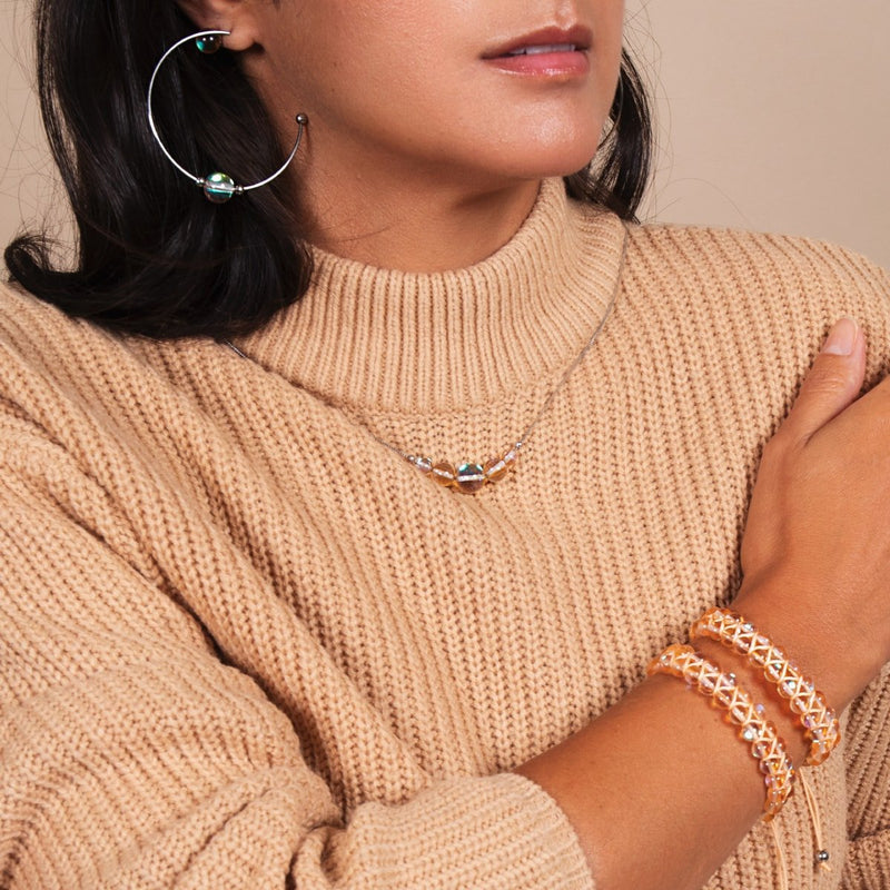 Champagne Supernova | Argent | Boucles d'oreilles créoles verre galaxie