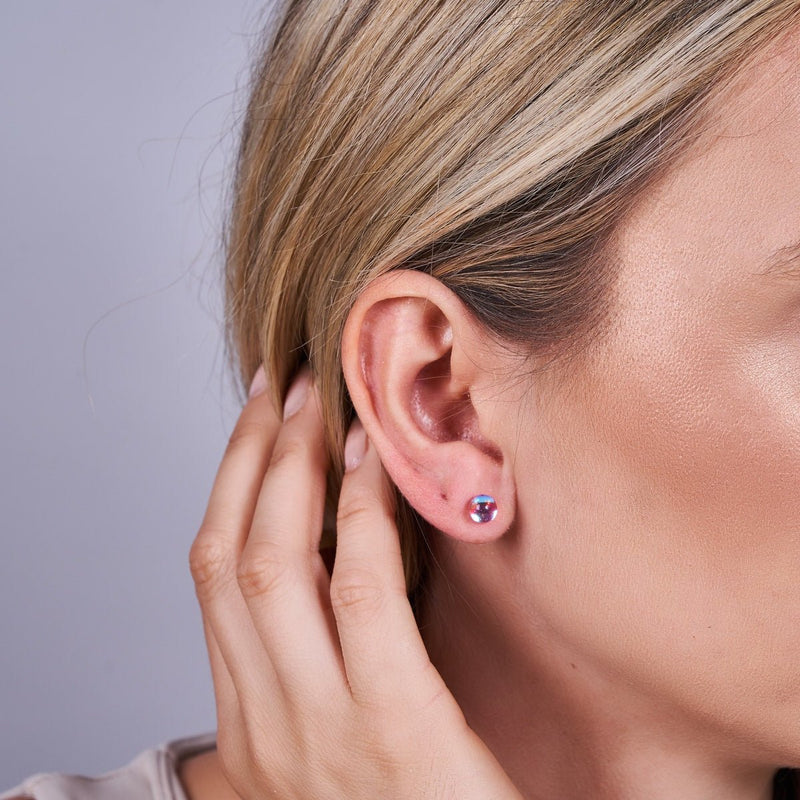 Nébuleuse Rose | Argent sterling .925 | Boucles d'oreilles mini clous Galaxy Glass