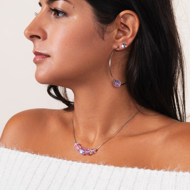 Nébuleuse Rose | Argent sterling .925 | Boucles d'oreilles mini clous Galaxy Glass