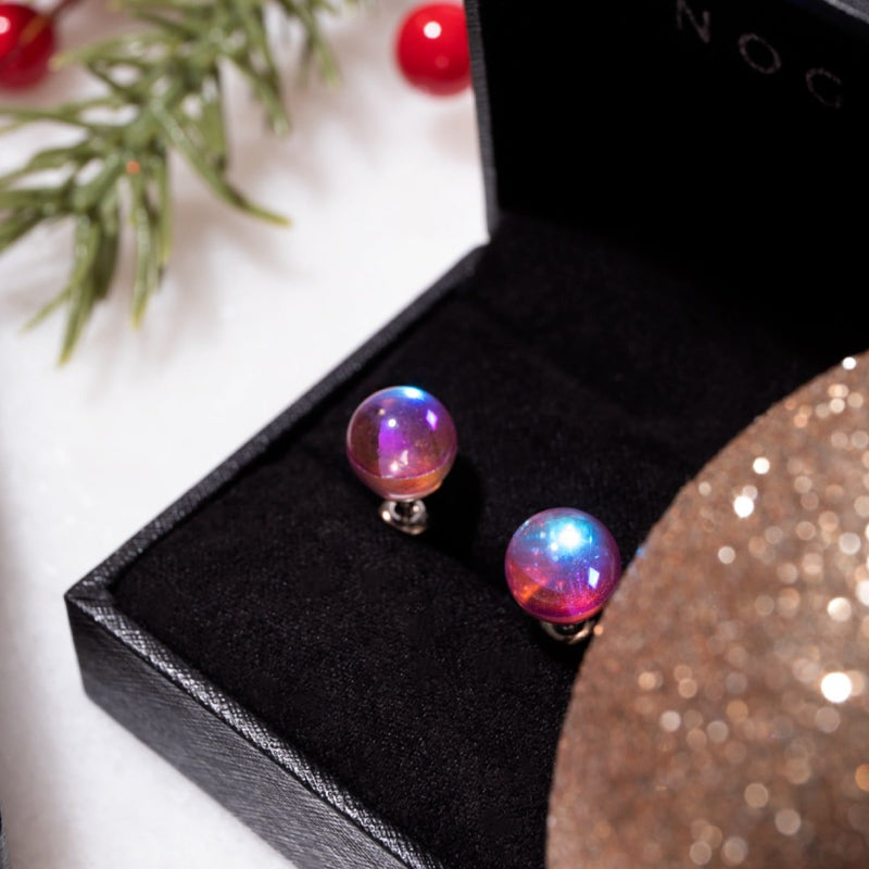 Nébuleuse Rose | Argent sterling .925 | Boucles d'oreilles mini clous Galaxy Glass