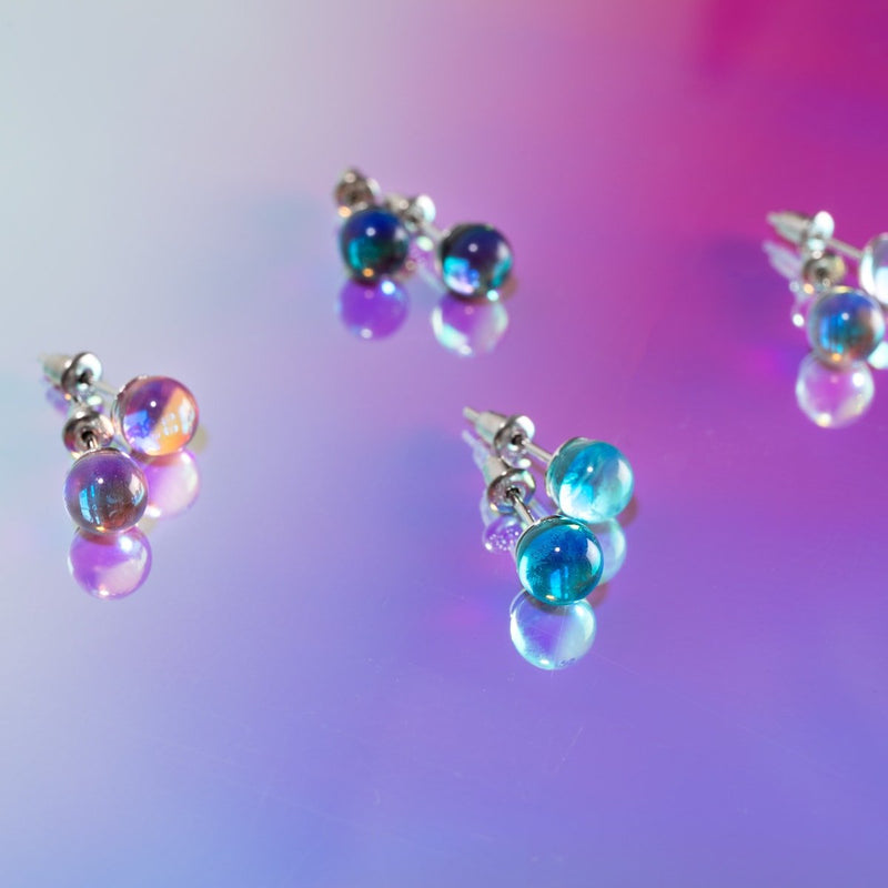 Nébuleuse Rose | Argent sterling .925 | Boucles d'oreilles mini clous Galaxy Glass