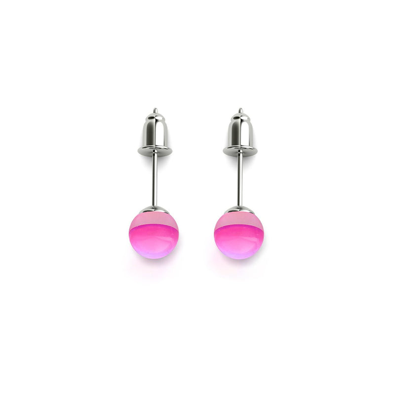Nébuleuse Rose | Argent sterling .925 | Boucles d'oreilles mini clous Galaxy Glass