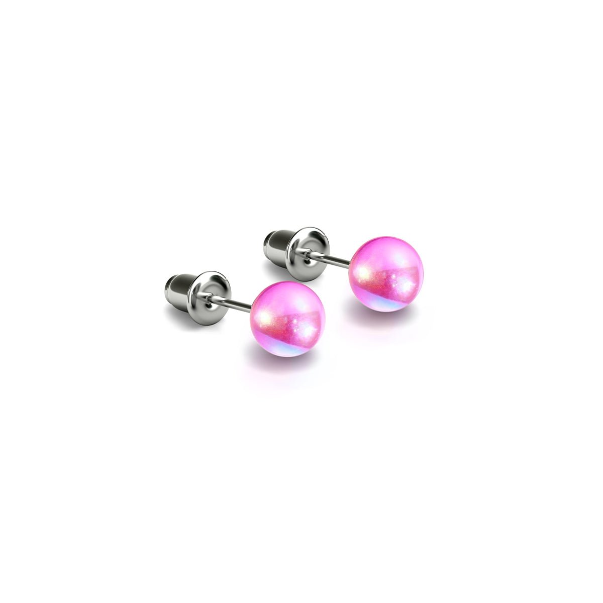 Nébuleuse Rose | Argent sterling .925 | Boucles d'oreilles mini clous Galaxy Glass