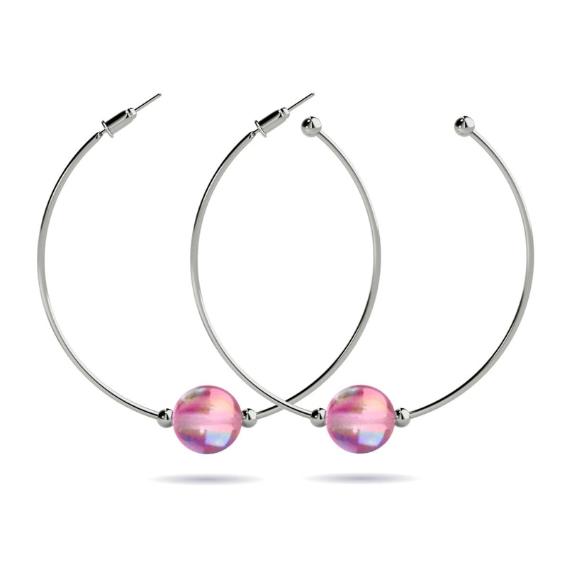Pink Nebula | Silver | Galaxy Glass Hoop Earrings