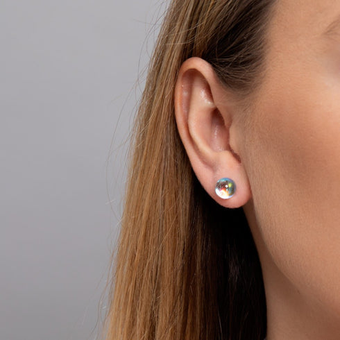 Supernova arc-en-ciel | Argent sterling .925 | Boucles d'Oreilles Verre Galaxie