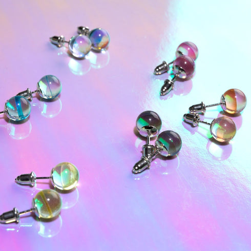 Supernova arc-en-ciel | Argent sterling .925 | Boucles d'Oreilles Verre Galaxie
