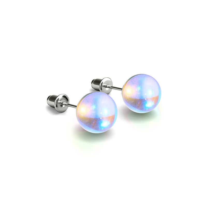 Rainbow Supernova | .925 Sterling Silver | Galaxy Glass Stud Earrings
