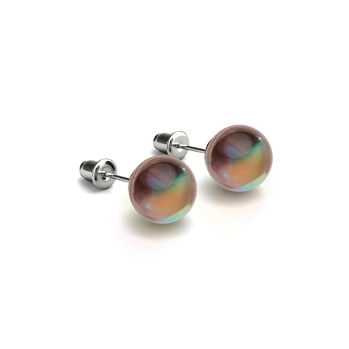 Terre | Argent sterling .925 | Boucles d'Oreilles Verre Galaxie