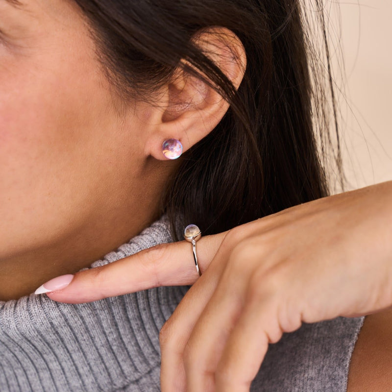 Ultraviolet | .925 Sterling Silver | Galaxy Glass Stud Earrings