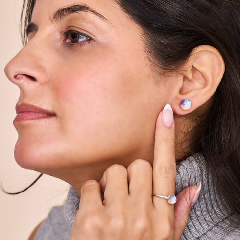 Ultraviolet | Argent sterling .925 | Boucles d'Oreilles Verre Galaxie