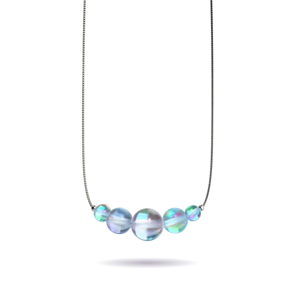 Nébuleuse bleue | Argent sterling .925 | Collier fermoir infini en verre Galaxy