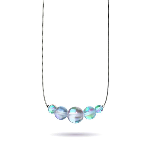 Nébuleuse bleue | Argent sterling .925 | Collier fermoir infini en verre Galaxy
