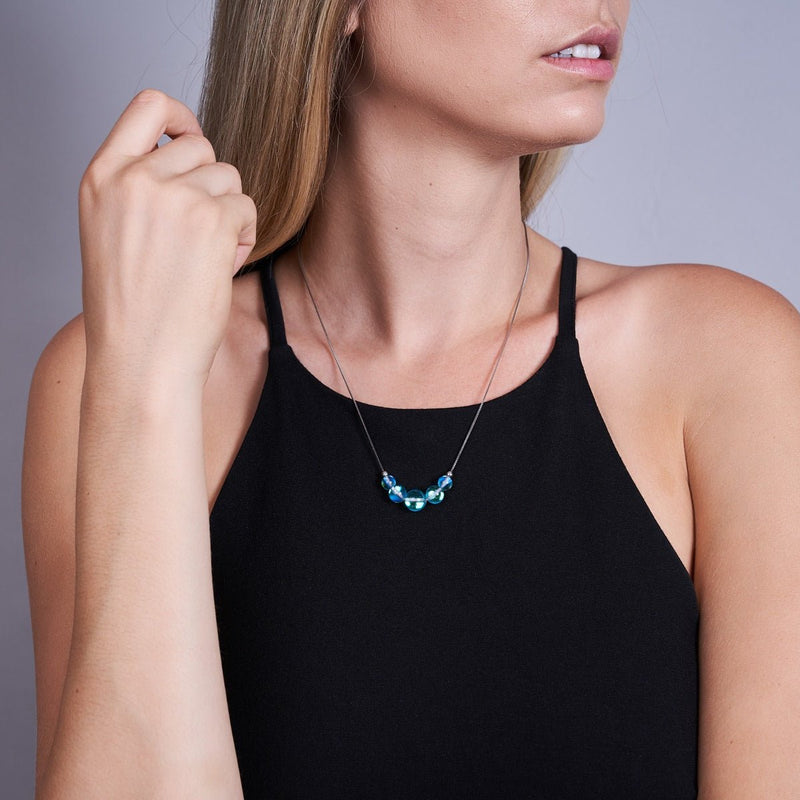 Nébuleuse bleue | Argent sterling .925 | Collier fermoir infini en verre Galaxy