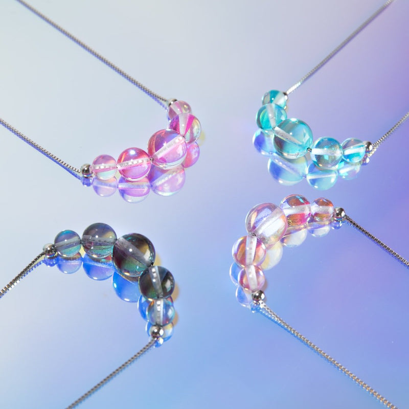 Nébuleuse bleue | Argent sterling .925 | Collier fermoir infini en verre Galaxy