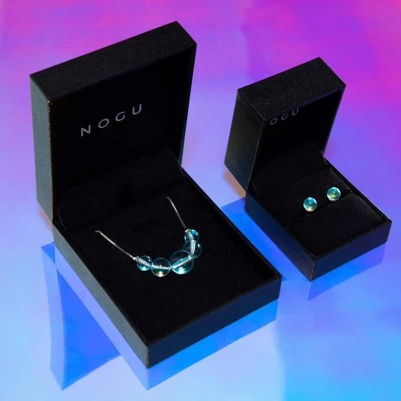 Nébuleuse bleue | Argent sterling .925 | Collier fermoir infini en verre Galaxy