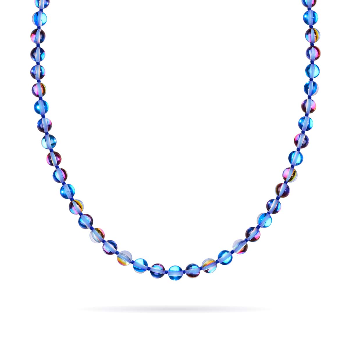 Indigo boréal | Argent | Collier noué en verre Galaxy