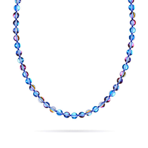 Indigo boréal | Argent | Collier noué en verre Galaxy