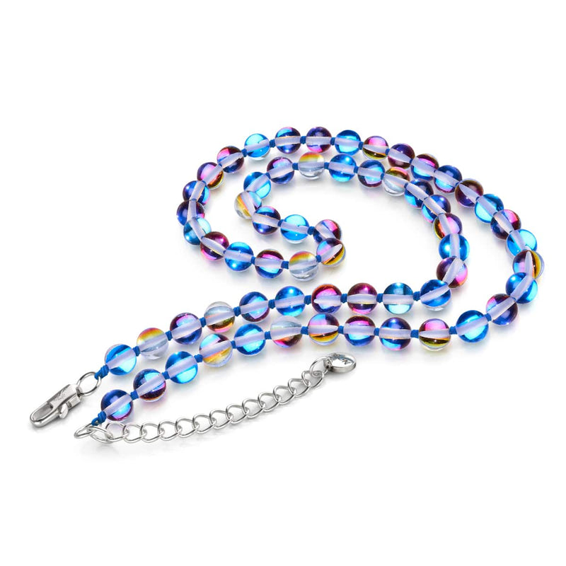 Indigo Borealis | Silver | Galaxy Glass Knotted Necklace