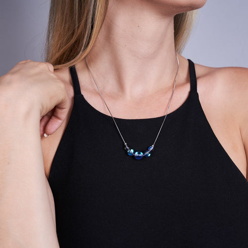 Voie Lactée | Argent sterling .925 | Collier fermoir infini en verre Galaxy