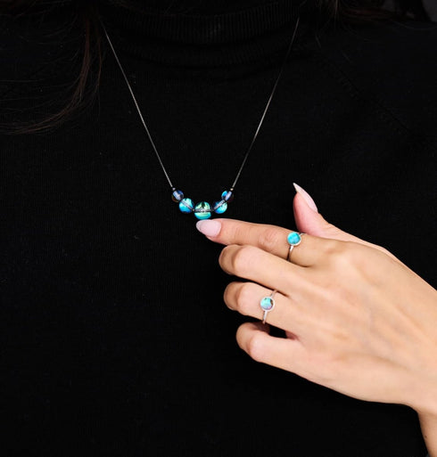 Voie Lactée | Argent sterling .925 | Collier fermoir infini en verre Galaxy