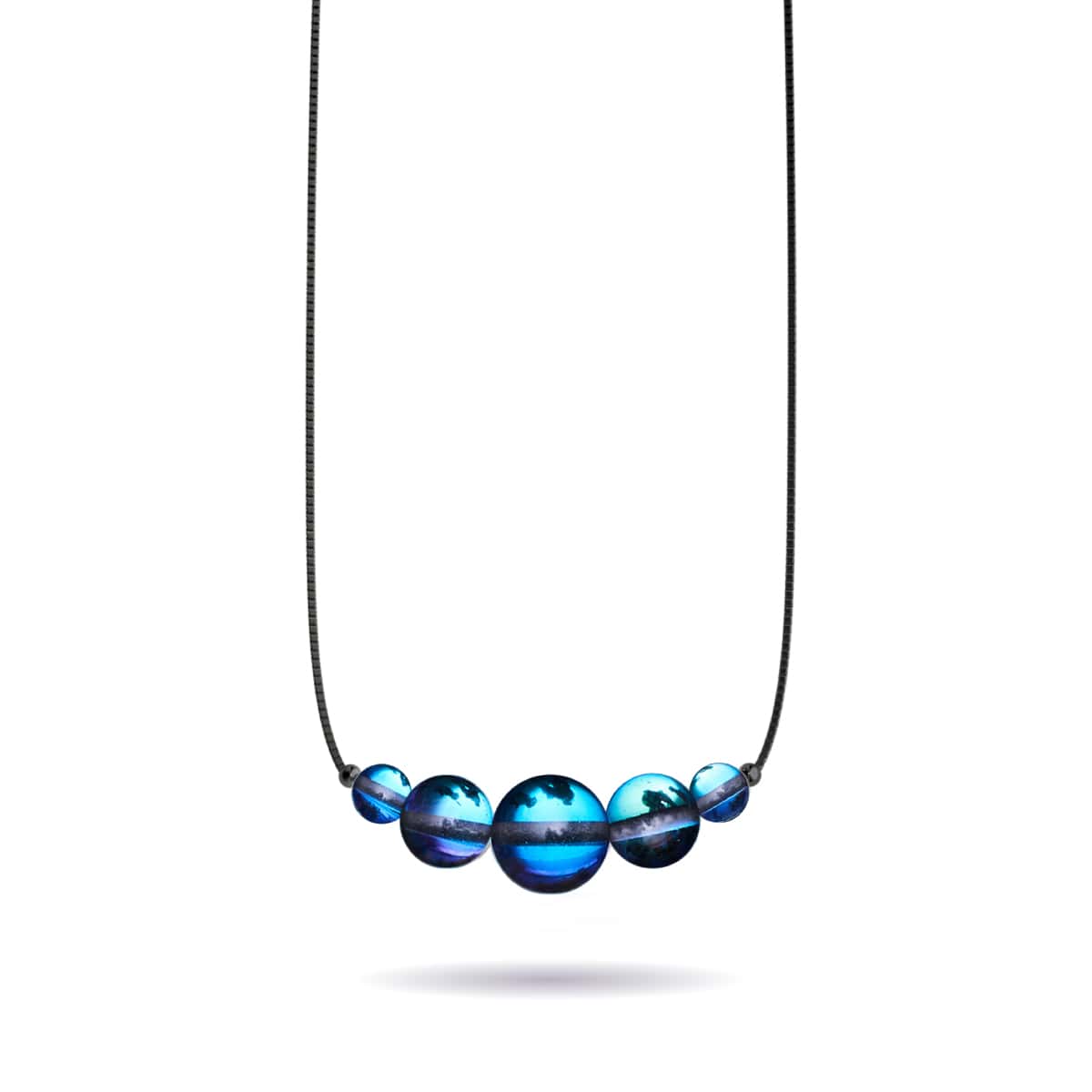 Voie Lactée | .925 argent sterling bronze à canon | Collier fermoir infini en verre Galaxy