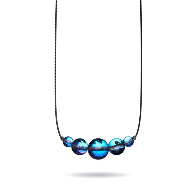 Voie Lactée | .925 argent sterling bronze à canon | Collier fermoir infini en verre Galaxy