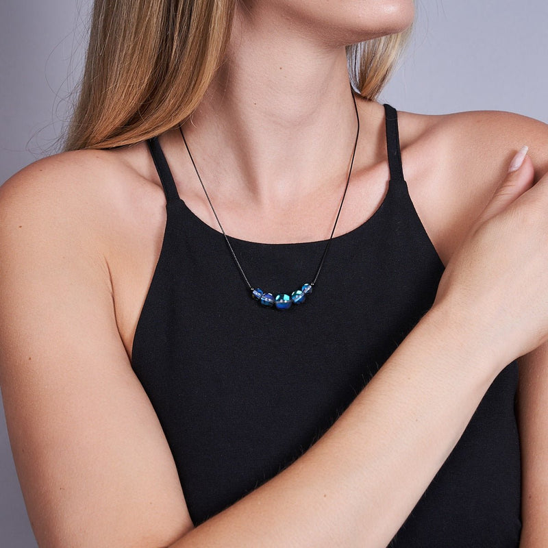 Voie Lactée | .925 argent sterling bronze à canon | Collier fermoir infini en verre Galaxy