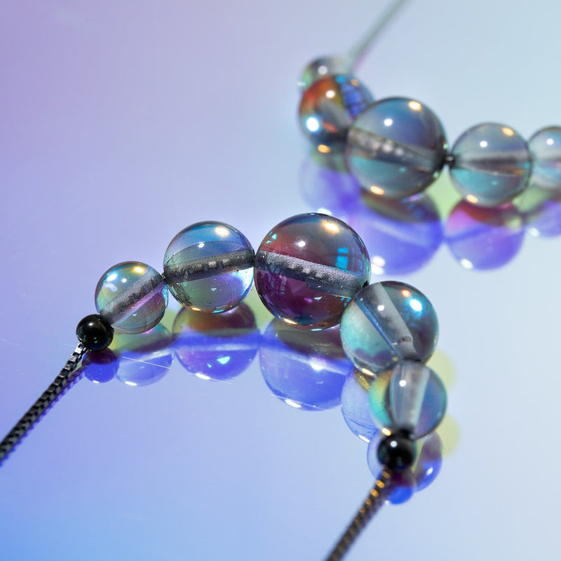Voie Lactée | .925 argent sterling bronze à canon | Collier fermoir infini en verre Galaxy