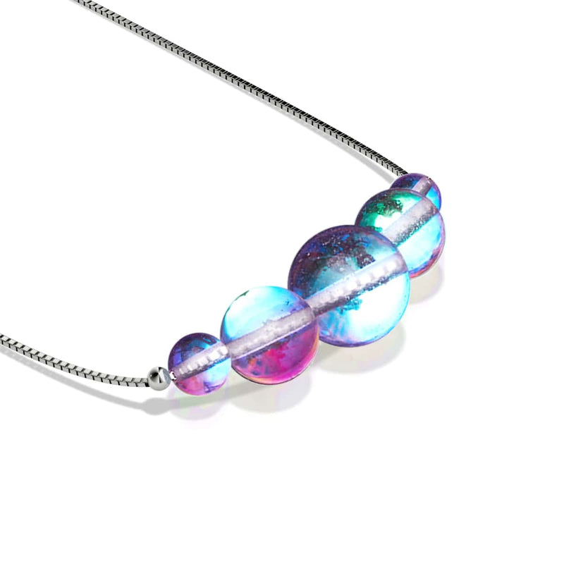 Nébuleuse Rose | Argent sterling .925 | Collier fermoir infini en verre Galaxy