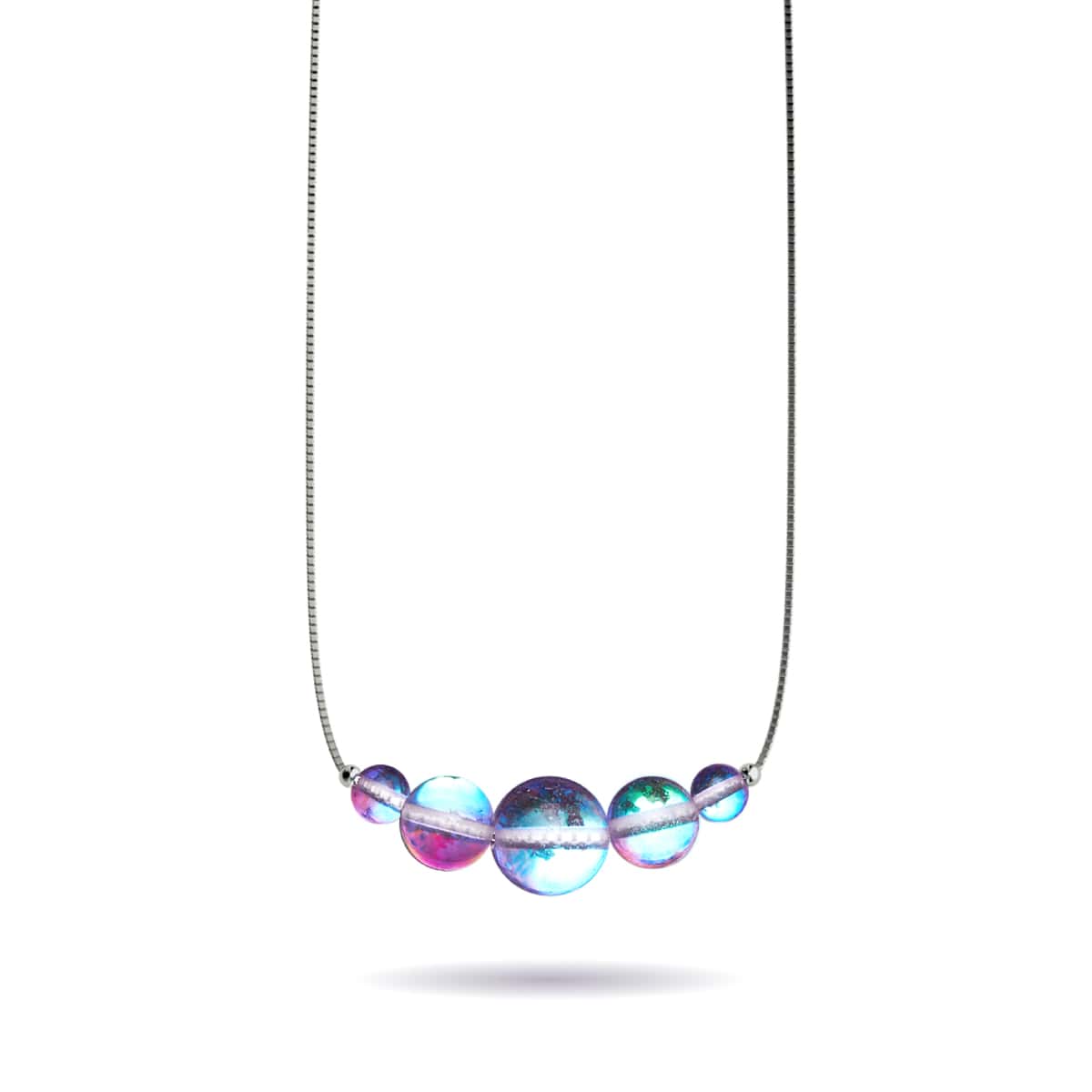 Nébuleuse Rose | Argent sterling .925 | Collier fermoir infini en verre Galaxy