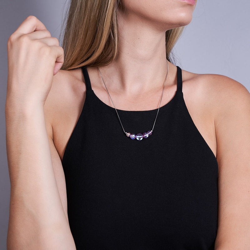 Nébuleuse Rose | Argent sterling .925 | Collier fermoir infini en verre Galaxy